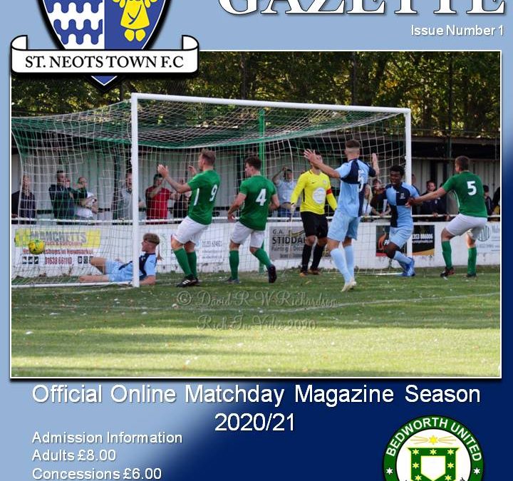 2020/21 Matchday Gazette – St Neots Town vs Bedworth United – Issue One