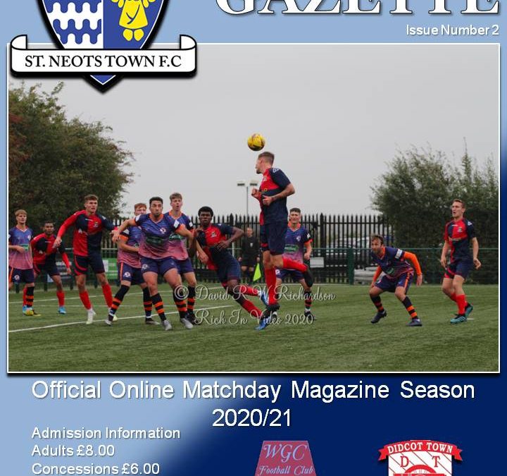 2020/21 Matchday Gazette – St Neots Town vs Welwyn GC / Didcot Town –  Issue Two